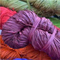 Rainbow Coloured Raffia Hank 250g Burgundy
